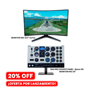 PREVENTA - Combo TMA Pro Cockpit Panel Baron 58 + Monitor HKC 24" + Monitor Curvo HKC 31.5"