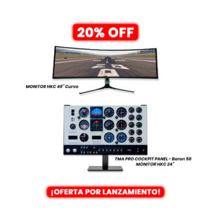 PREVENTA - Combo TMA Pro Cockpit Panel Baron 58 + Monitor HKC 24" + Monitor Curvo HKC 49"