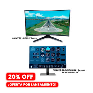PREVENTA - Combo TMA Pro Cockpit Panel Cessna + Monitor HKC 24" + Monitor Curvo HKC 31.5"