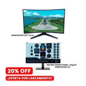 PREVENTA - Combo TMA Pro Cockpit Panel King Air + Monitor HKC 24" + Monitor Curvo HKC 31.5"