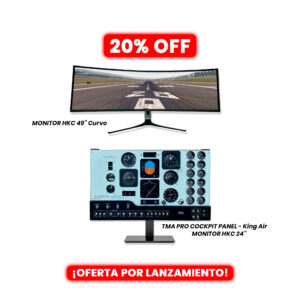PREVENTA - Combo TMA Pro Cockpit Panel King Air + Monitor HKC 24" + Monitor Curvo HKC 49"