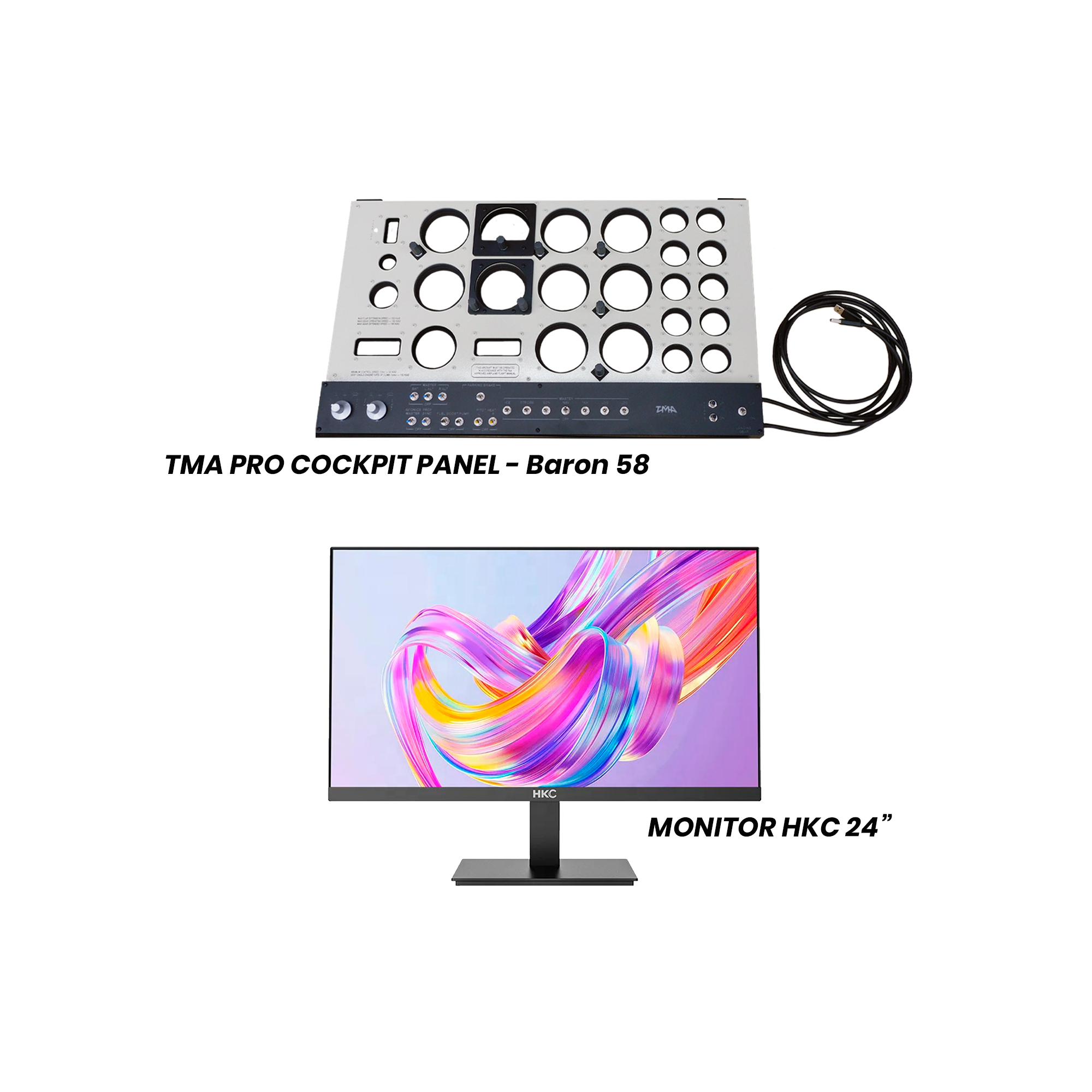 PREVENTA - Combo TMA Pro Cockpit Panel Baron 58 + Monitor HKC 24" Full HD - Image 2