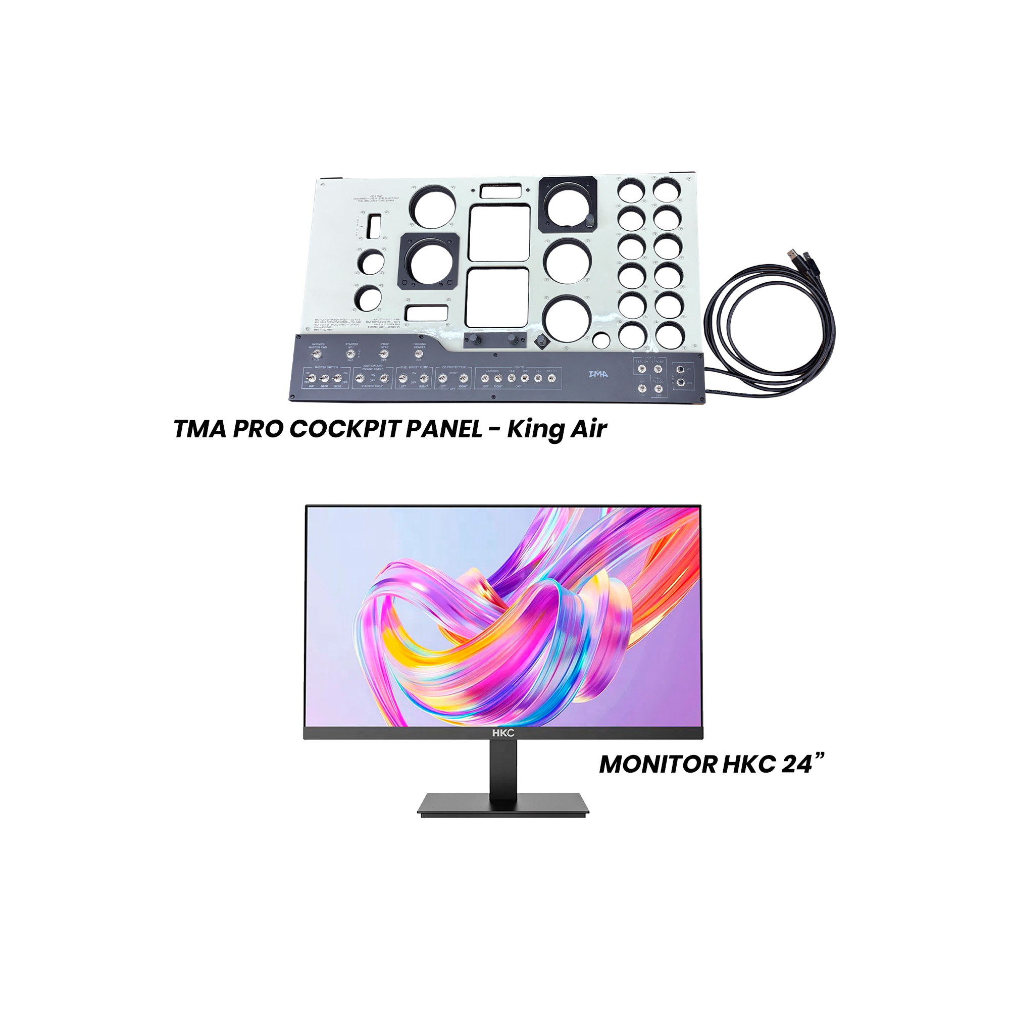 PREVENTA - Combo TMA Pro Cockpit Panel King Air + Monitor HKC 24" Full HD - Image 2